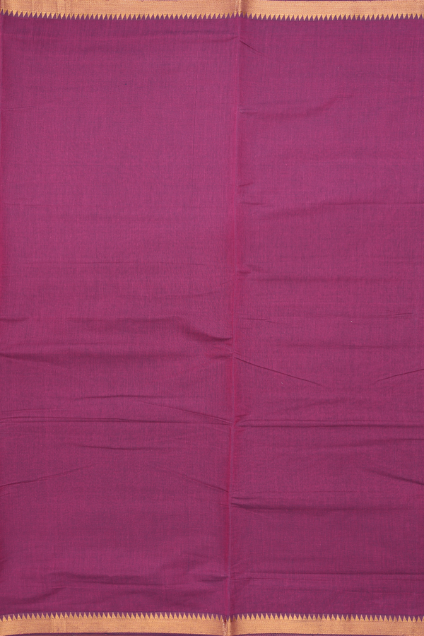 Mangalagiri Cotton Saree Plain Berry Purple With Zari Border