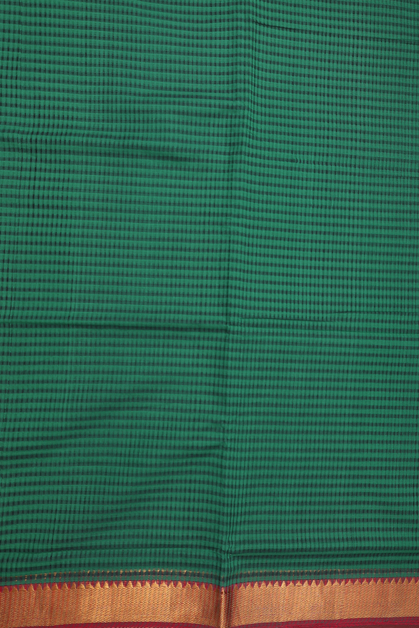 Mangalagiri Cotton Saree In Green With Stripes Design