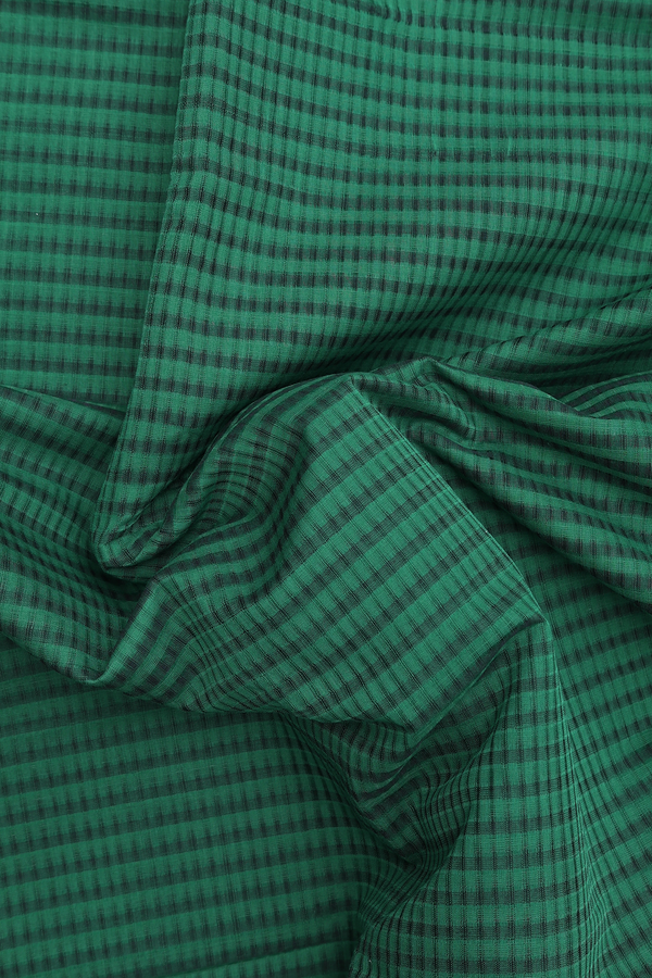 Mangalagiri Cotton Saree In Green With Stripes Design