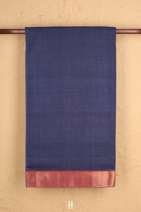 Mangalagiri Cotton Saree In Royal Blue With Checks Design