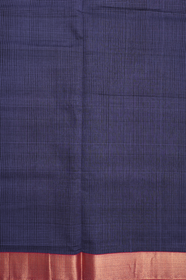 Mangalagiri Cotton Saree In Royal Blue With Checks Design