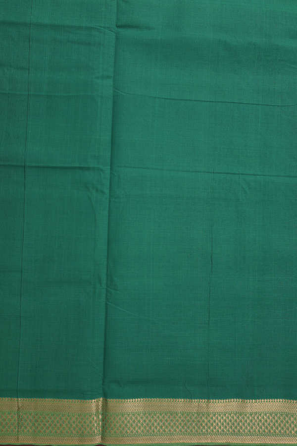 Mangalagiri Cotton Saree In Fern Green With Zari Border
