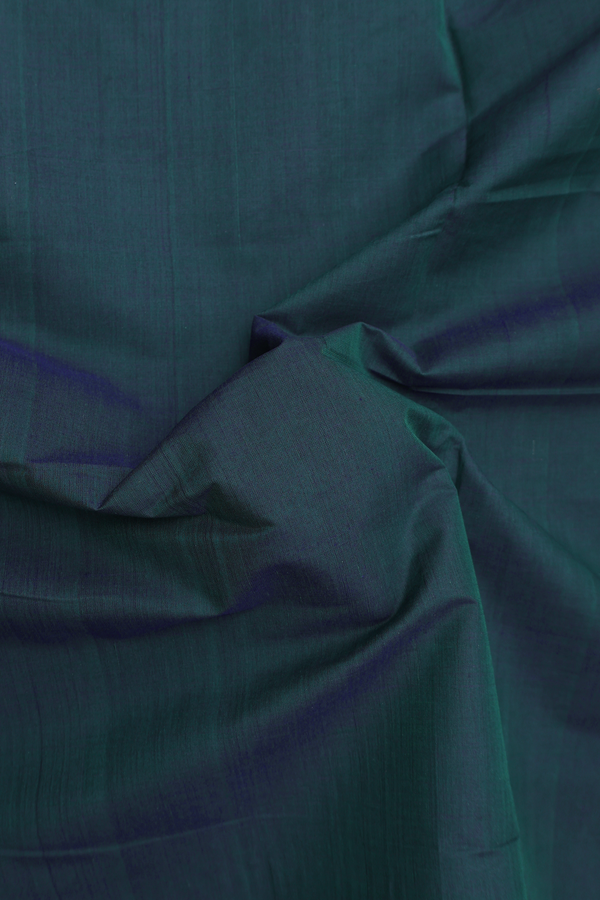 Mangalagiri Cotton Saree Midnight Green With Chevron Border