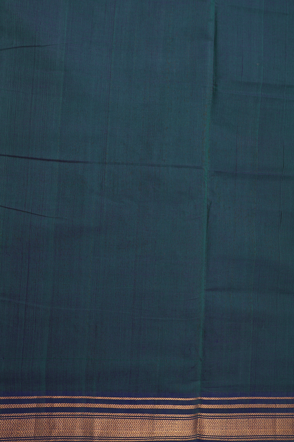 Mangalagiri Cotton Saree Midnight Green With Chevron Border