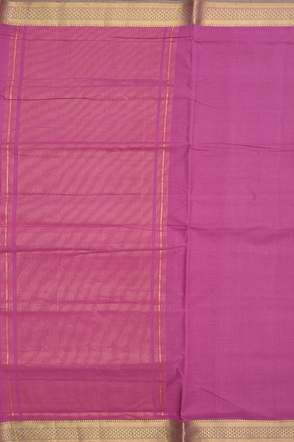 Mangalagiri Cotton Saree In Orchid Purple With Zari Border