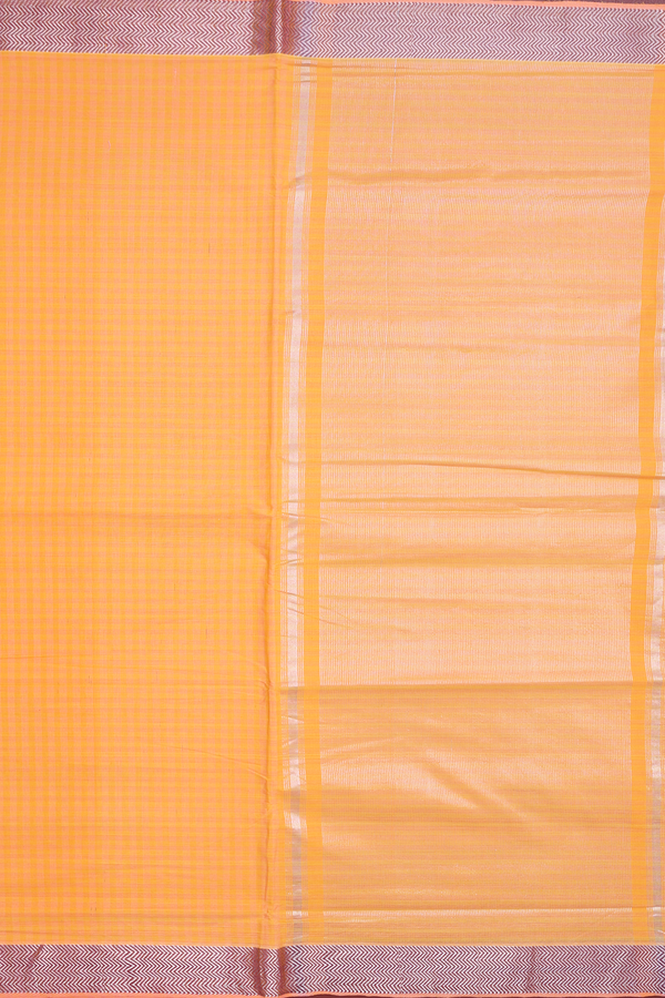 Mangalagiri Cotton Saree In Orange With Stripes Design
