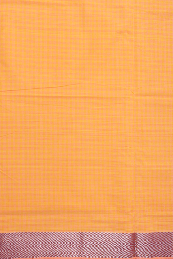 Mangalagiri Cotton Saree In Orange With Stripes Design