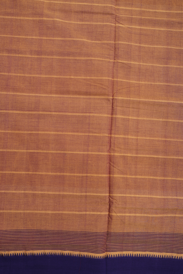 Mangalagiri Cotton Saree In Saddle Brown With Stripes Design