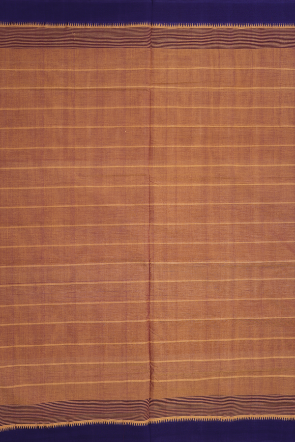 Mangalagiri Cotton Saree In Saddle Brown With Stripes Design