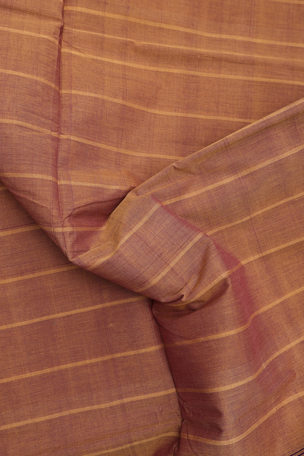 Mangalagiri Cotton Saree In Saddle Brown With Stripes Design