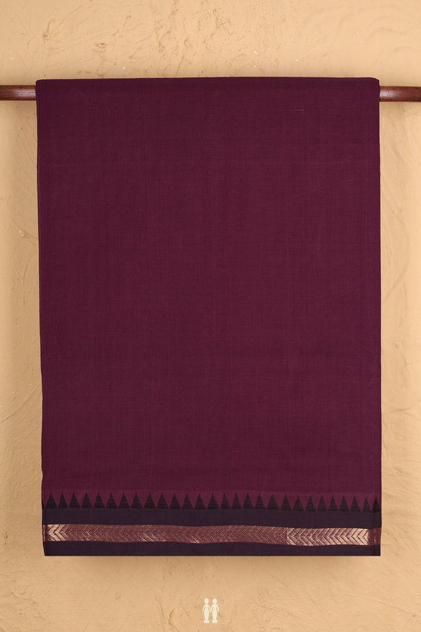 Mangalagiri Cotton Saree In Plum Purple With Zari Border