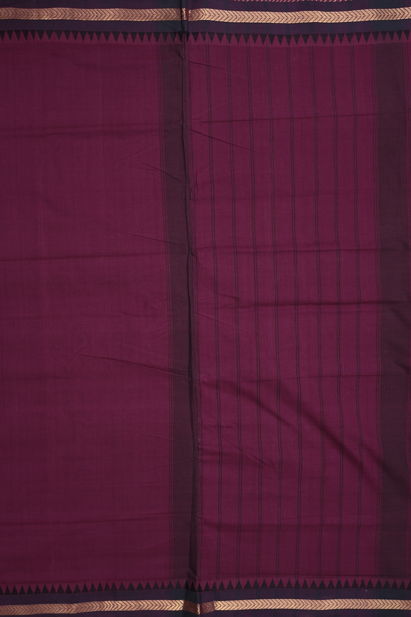 Mangalagiri Cotton Saree In Plum Purple With Zari Border