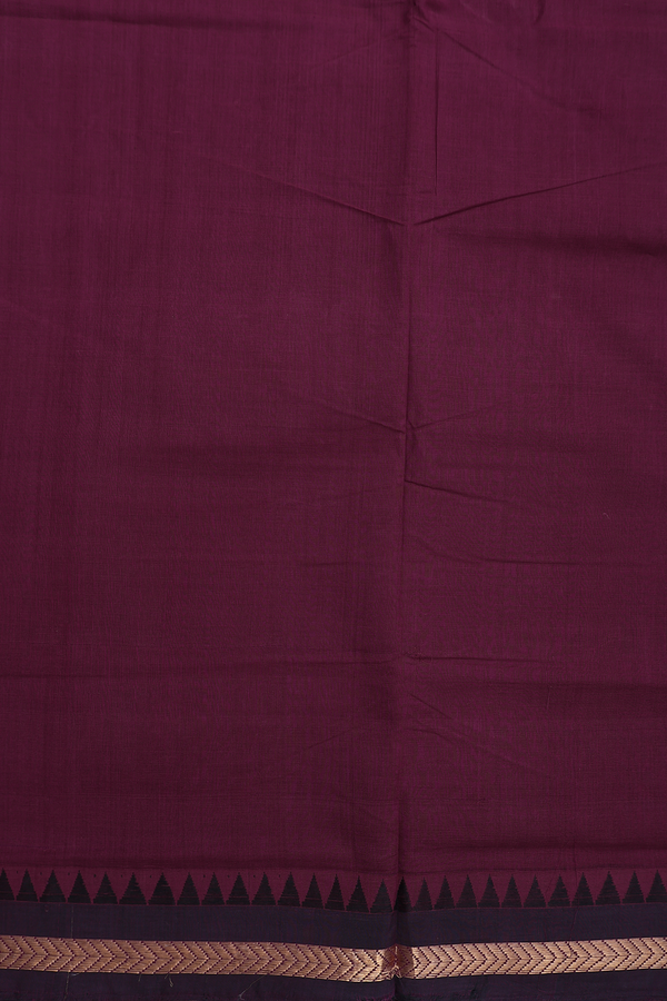 Mangalagiri Cotton Saree In Plum Purple With Zari Border
