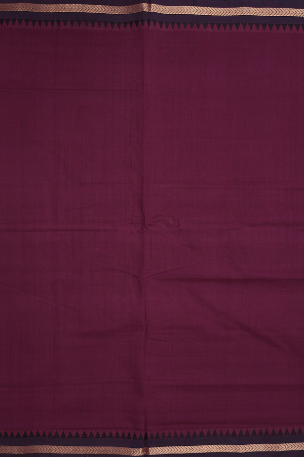 Mangalagiri Cotton Saree In Plum Purple With Zari Border