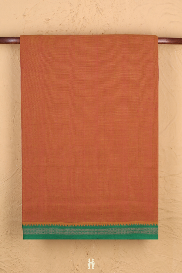 Mangalagiri Cotton Saree In Ginger Orange With Contrast Border