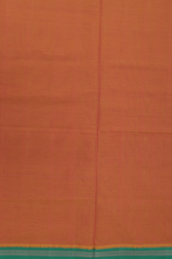 Mangalagiri Cotton Saree In Ginger Orange With Contrast Border