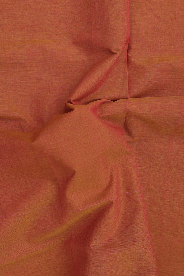 Mangalagiri Cotton Saree In Ginger Orange With Contrast Border