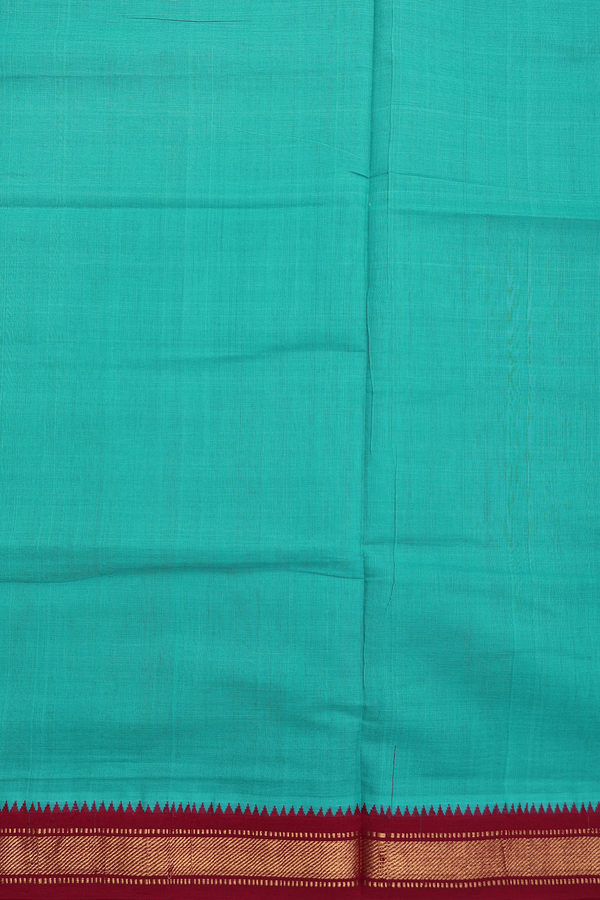 Mangalagiri Cotton Saree In Green With Contrast Border
