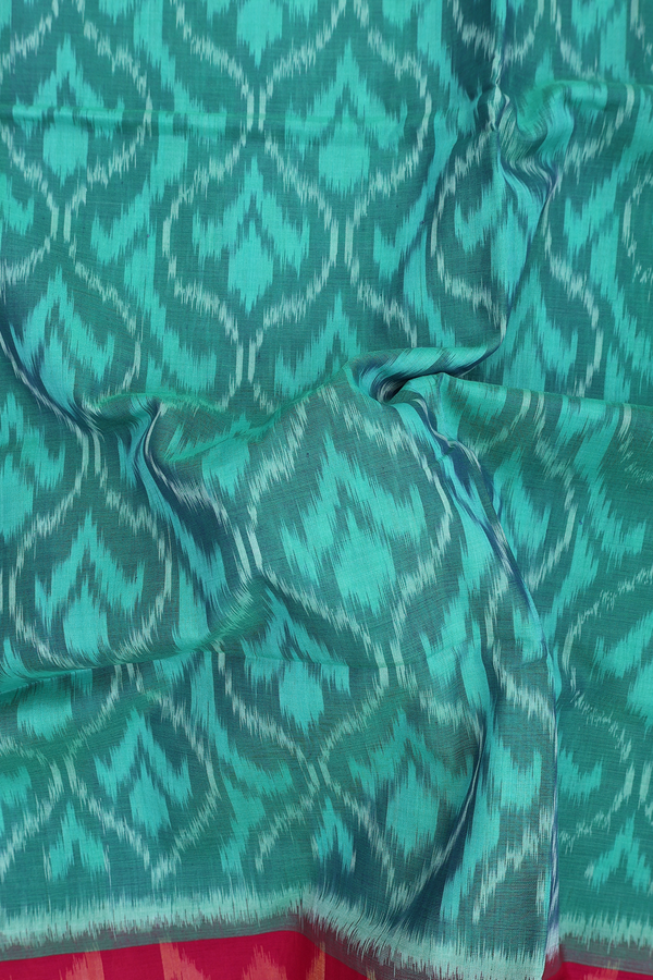 Pochampally Cotton Saree In Green With Printed Design