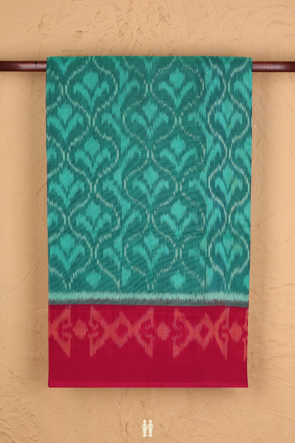 Pochampally Cotton Saree In Green With Printed Design