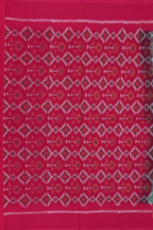 Pochampally Cotton Saree In Green With Printed Design