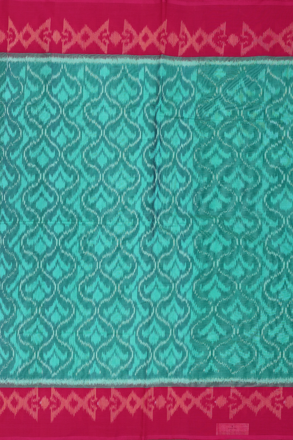 Pochampally Cotton Saree In Green With Printed Design