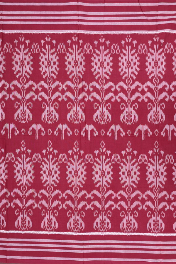 Pochampally Cotton Saree In Burgundy Red With Printed Design