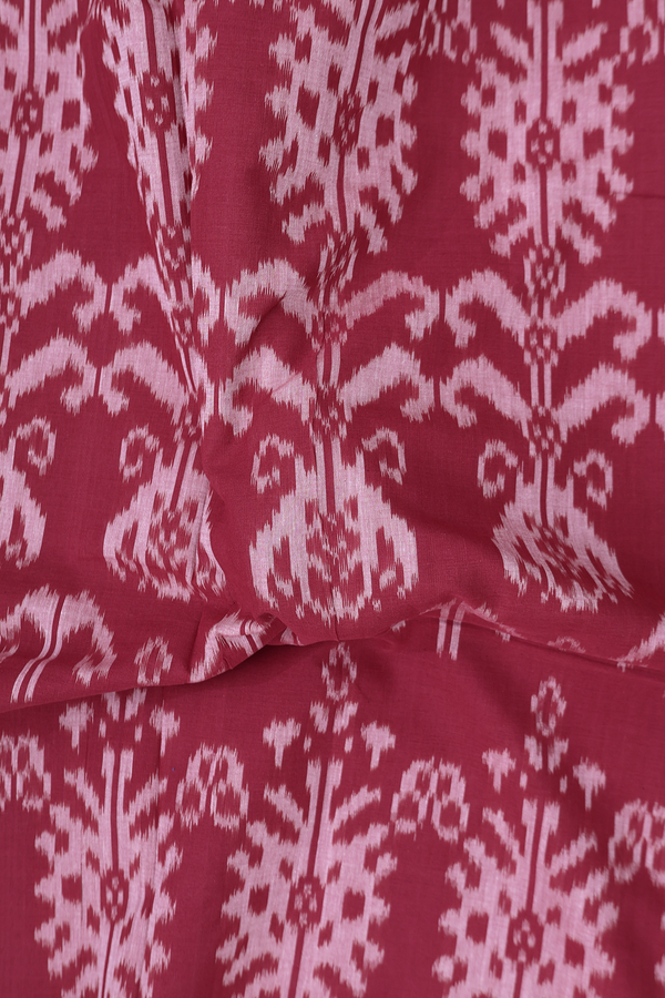 Pochampally Cotton Saree In Burgundy Red With Printed Design