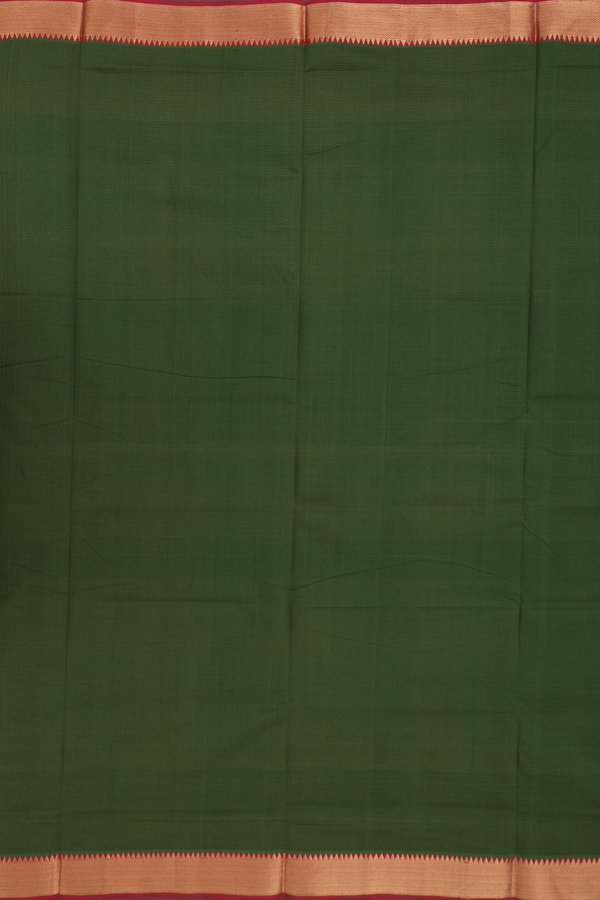Mangalagiri Cotton Saree In Leaf Green With Contrast Border