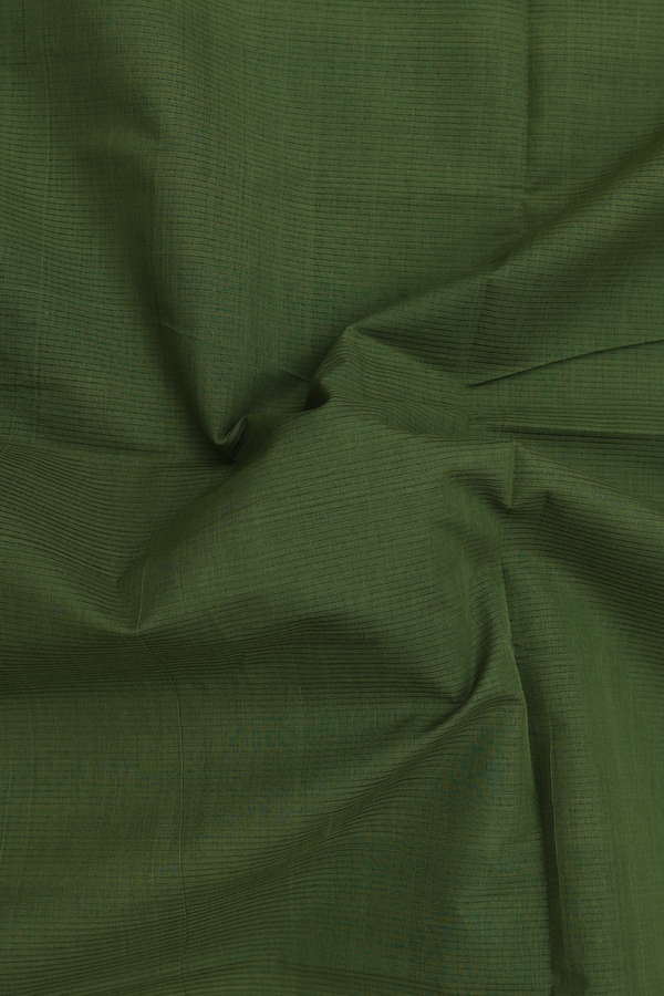 Mangalagiri Cotton Saree In Leaf Green With Contrast Border
