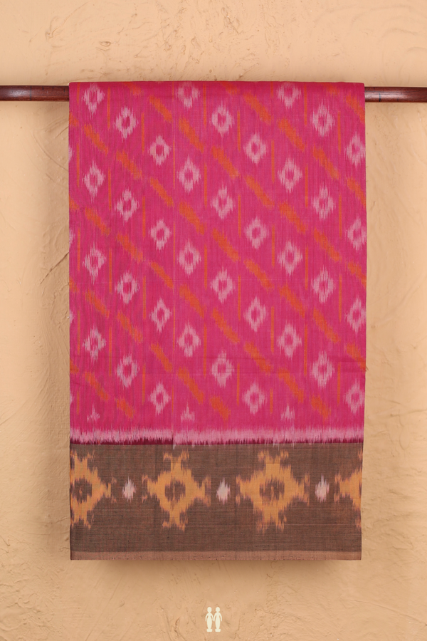 Pochampally Cotton Saree In Punch Pink With Allover Design