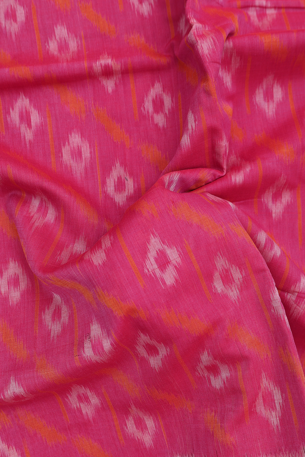 Pochampally Cotton Saree In Punch Pink With Allover Design