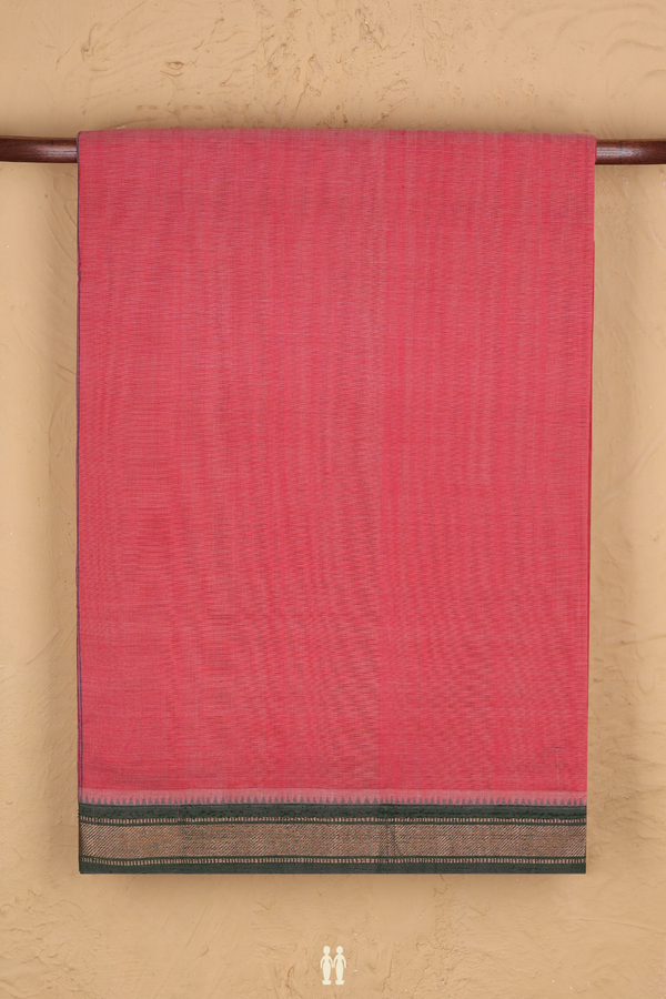 Mangalagiri Cotton Saree In Pink With Contrast Border