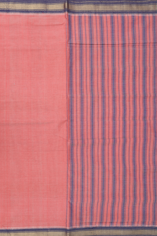 Mangalagiri Cotton Saree In Dusty Red With Contrast Border