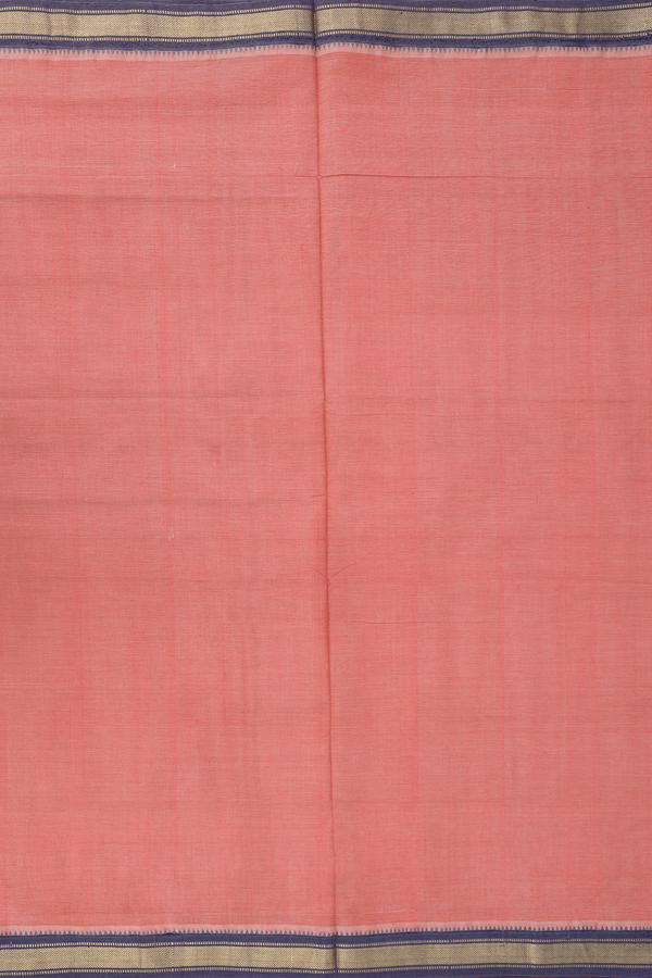 Mangalagiri Cotton Saree In Dusty Red With Contrast Border