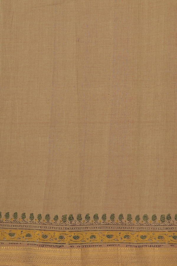 Mangalagiri Cotton Saree Greenish Brown With Floral Design