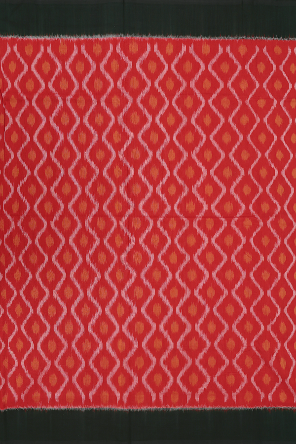 Pochampally Cotton Saree In Red With Ogee Design