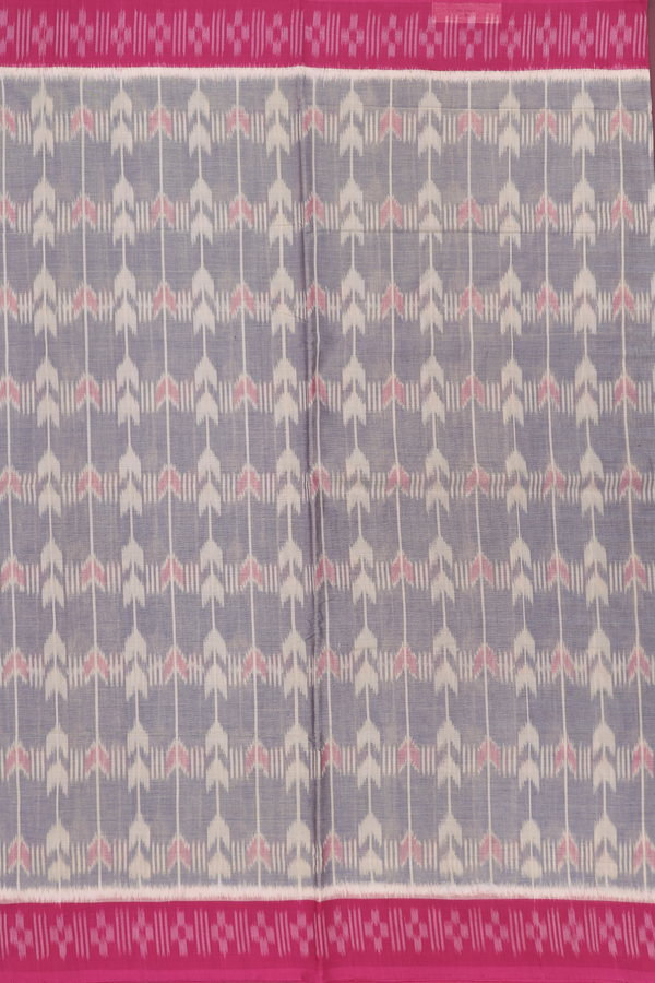 Pochampally Cotton Saree In Grey With Ikat Design