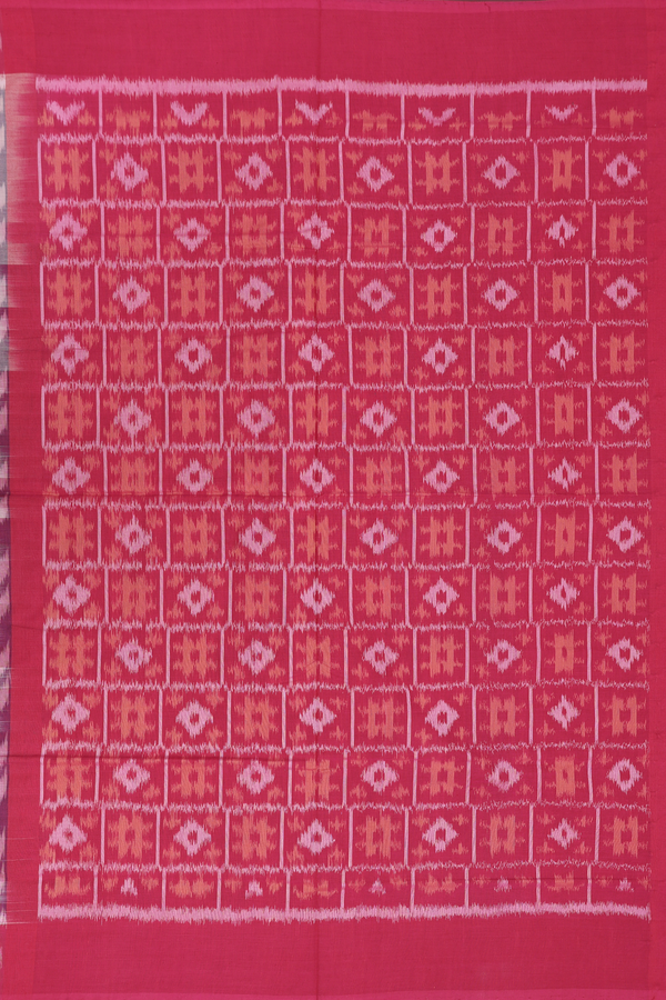 Pochampally Cotton Saree In Grey With Ikat Design