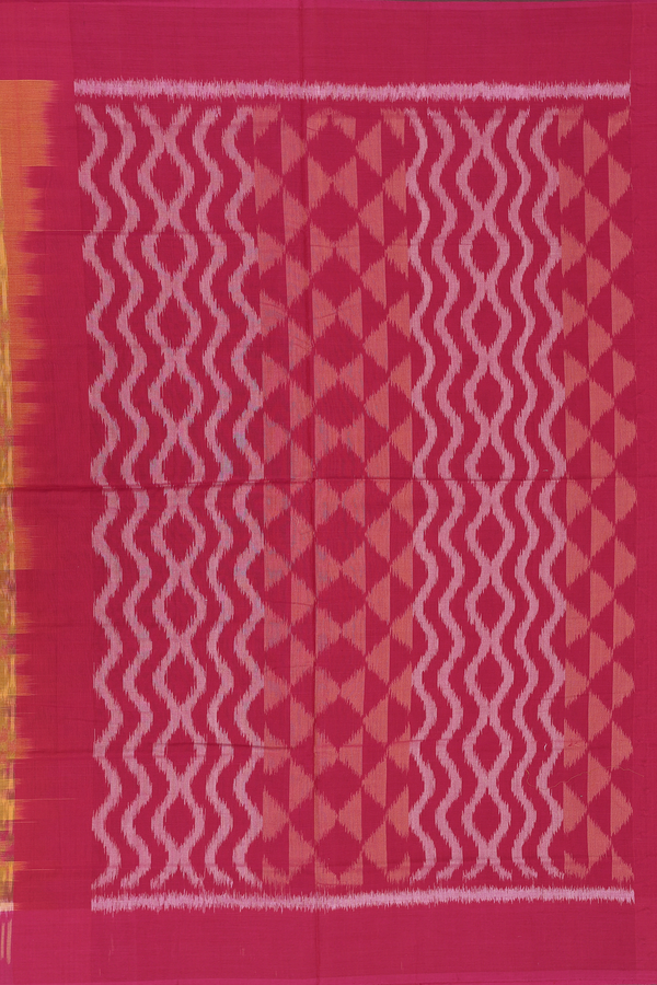 Pochampally Cotton Saree In Yellow With Allover Design