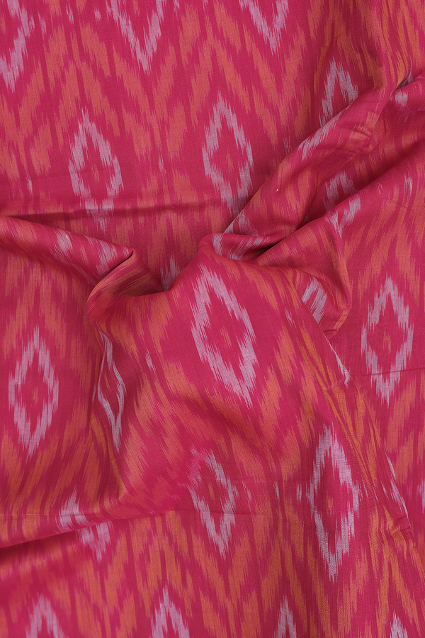 Pochampally Cotton Saree In Rose Red With Diamond Design