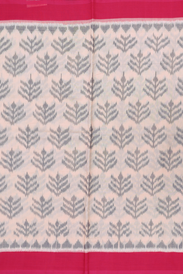 Pochampally Cotton Saree In Cream With Ikat Design
