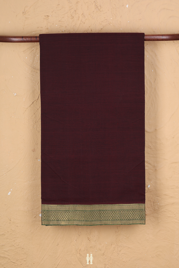 Mangalagiri Cotton Saree In Maroon With Contrast Border