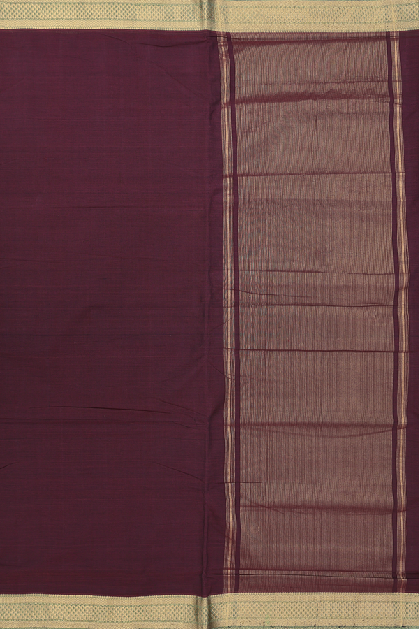 Mangalagiri Cotton Saree In Maroon With Contrast Border
