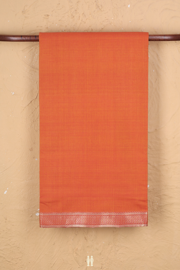 Mangalagiri Cotton Saree In Orange With Arai Madam Border