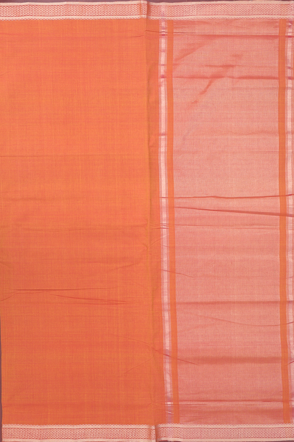 Mangalagiri Cotton Saree In Orange With Arai Madam Border