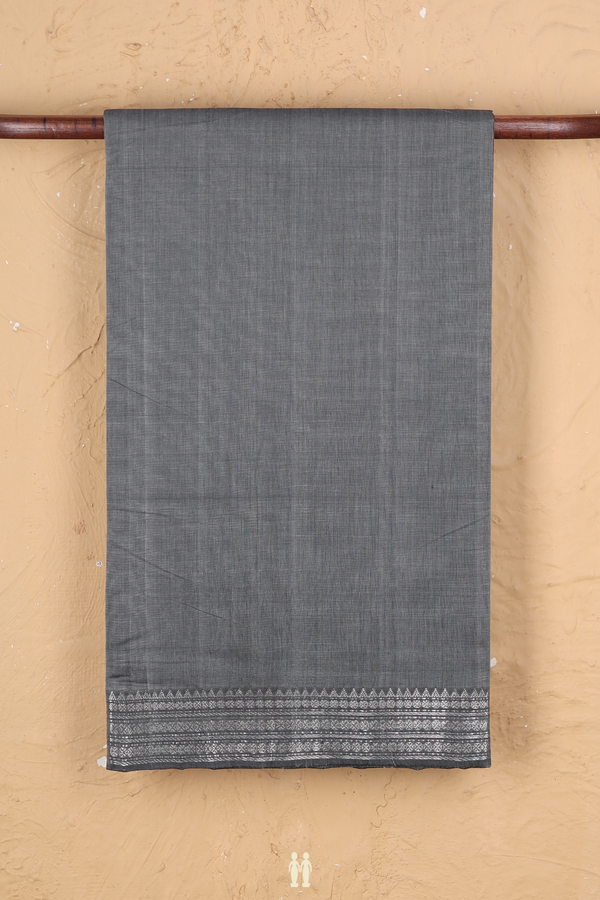 Mangalagiri Cotton Saree In Grey With Zari Border