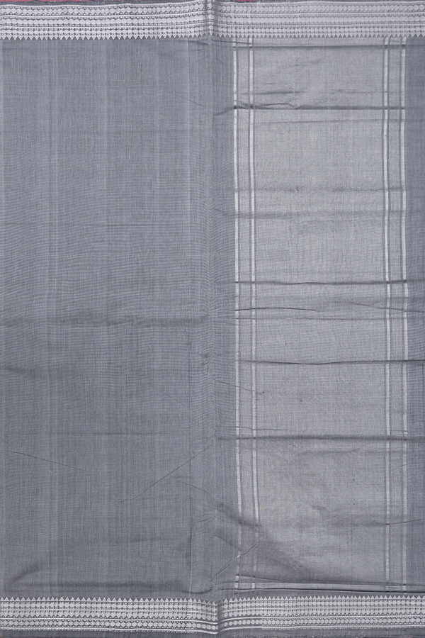 Mangalagiri Cotton Saree In Grey With Zari Border