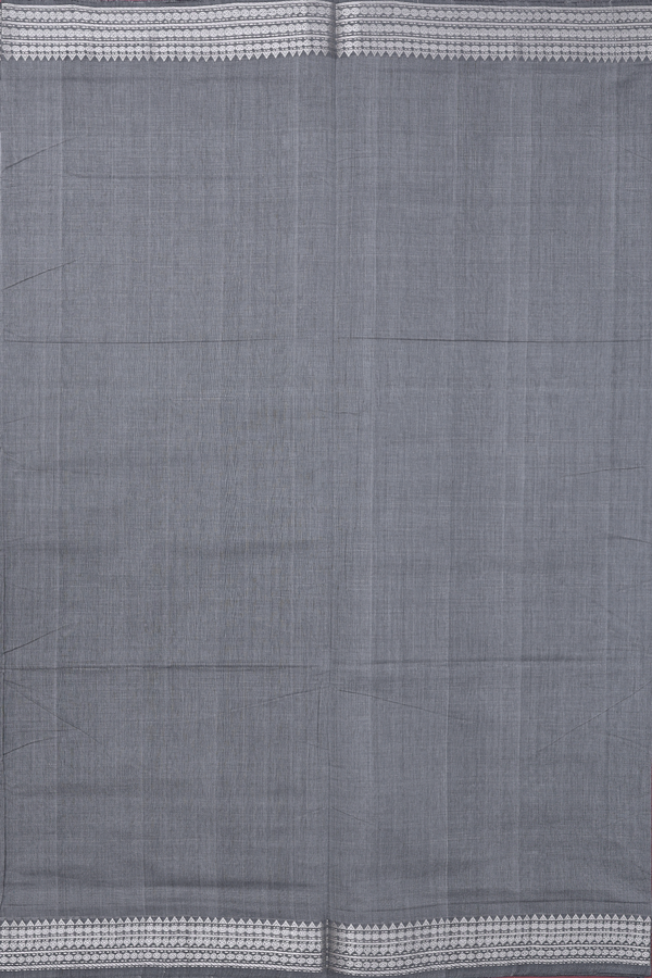 Mangalagiri Cotton Saree In Grey With Zari Border