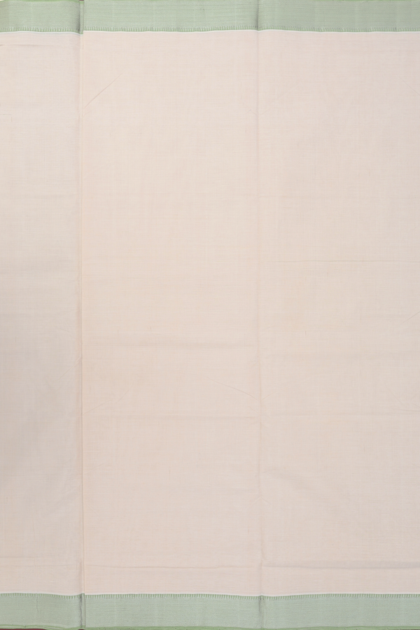 Mangalagiri Cotton Saree In Cream Color With Contrast Border